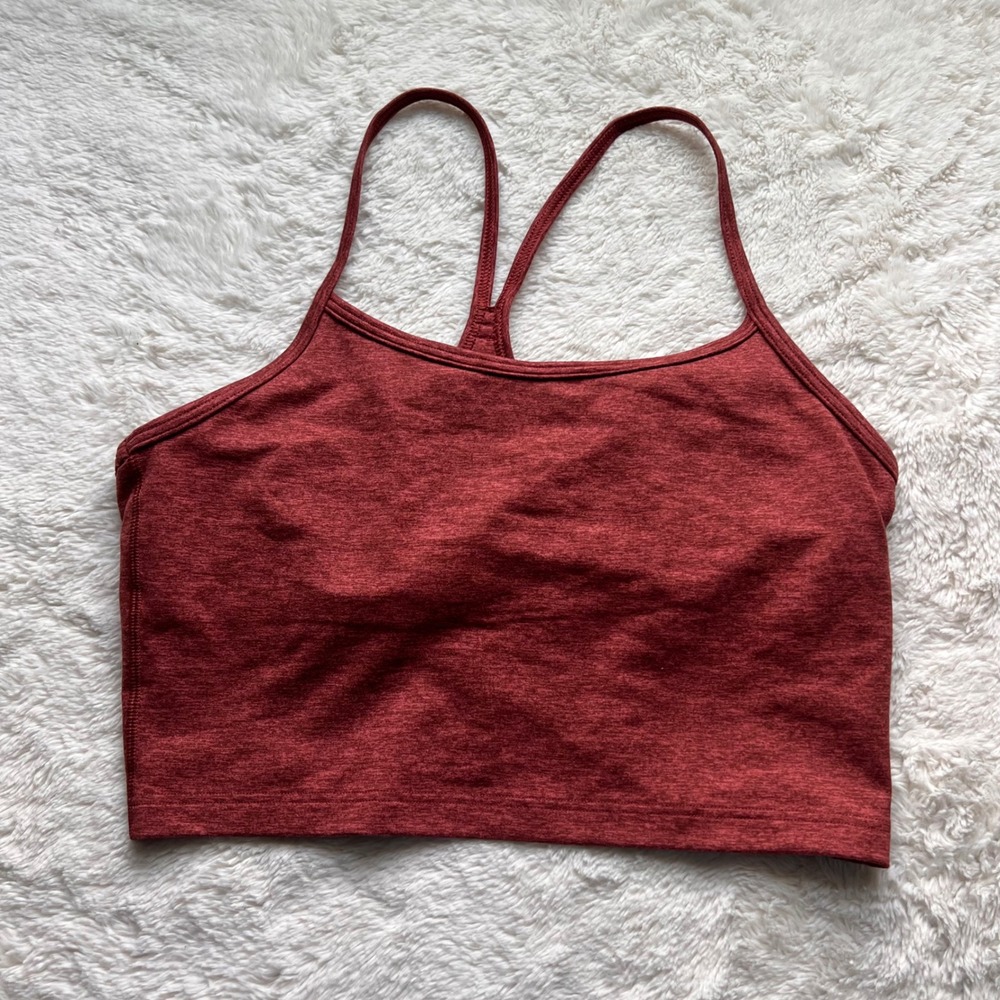 OFFLINE by Aerie The Hugger Recharge Sports Bra Dark Red Heather Medium Crop Top